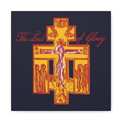 The Lord of Glory | Russian Golgotha Crucifix IconoGraphic (Blue BG) | 1 Corinthians 2:8 | Orthodox Christian Canvas Art