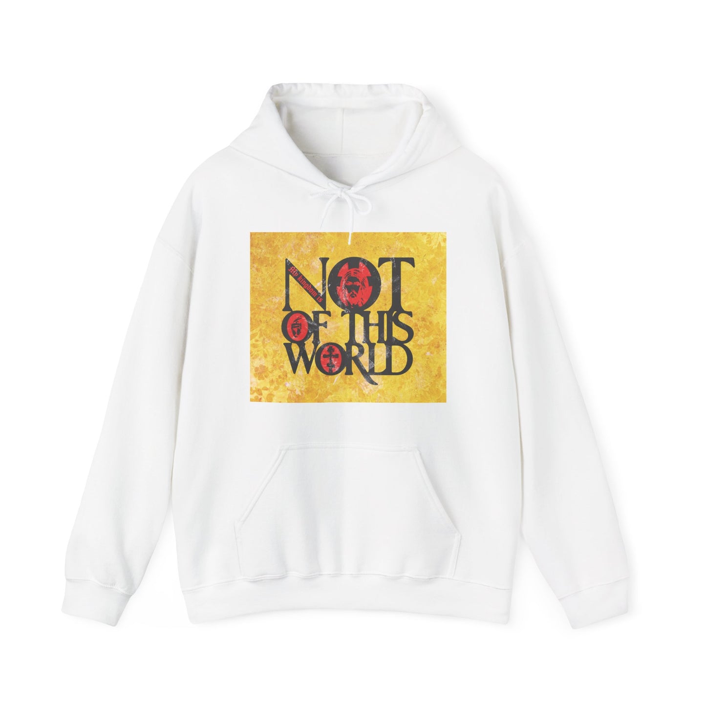 My Kingdom is Not of This World (John 18:36) | Bold Red, Yellow & Black Textured Design with Icon Motifs | Orthodox Christian Hoodie