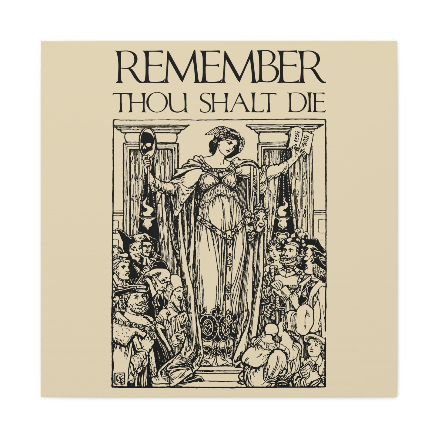 Remember You Will Die Shakespearean Design | Memento Mori | Classic Woodcut Illustration Aesthetic | Christian Wall Art