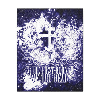 The First-Born of the Dead | Glowing White & Blue Textured Cosmic Orthodox Cross | Resurrection & Apocalypse | Christian Canvas Art