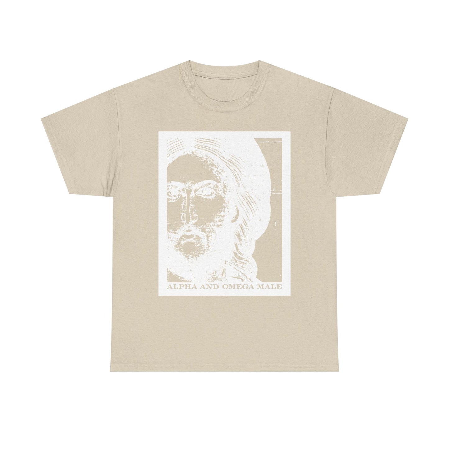 Alpha & Omega Male | Jesus Christ Icono-Graphic Photonegative | I am the Beginning & the End (Rev 22) | Midweight Cotton Unisex T-Shirt