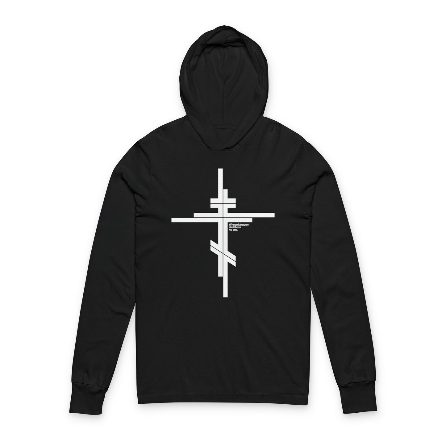 Whose Kingdom Shall Have No End | Luke 1:32-33 | Orthodox Cross | Modernist Minimalist Logo Style | Orthodox Hooded Shirt