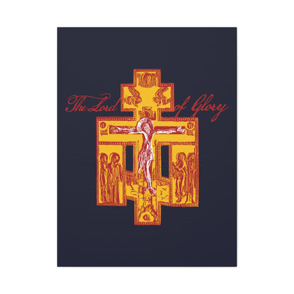 The Lord of Glory | Russian Golgotha Crucifix IconoGraphic (Blue BG) | 1 Corinthians 2:8 | Orthodox Christian Canvas Art