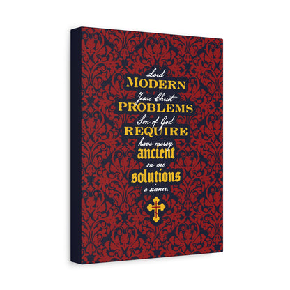 Modern Problems Require Ancient Solutions (Jesus Prayer, Floral Background) No. 2 | Orthodox Christian Canvas Wall Art