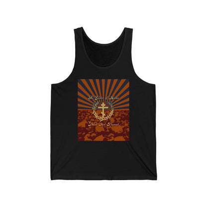 The Gates of Hades Shall Not Prevail | Cross with Wreath & Crown of Thorns | Skulls and Rays | Orthodox Christian Jersey Tank Top