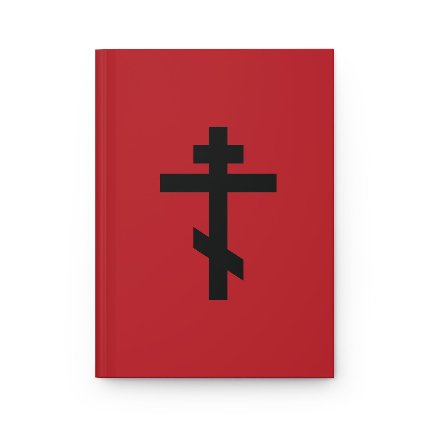 Black Orthodox Cross Red Background | O Christ our God, of Thine own Will Thou didst accept Crucifixion | Orthodox Hardcover Journal