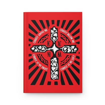 Red ICXC NIKA Enniskillen Celtic Cross | Lorica of St. Patrick | Shield Prayer | Orthodox Christian Hardcover Journal