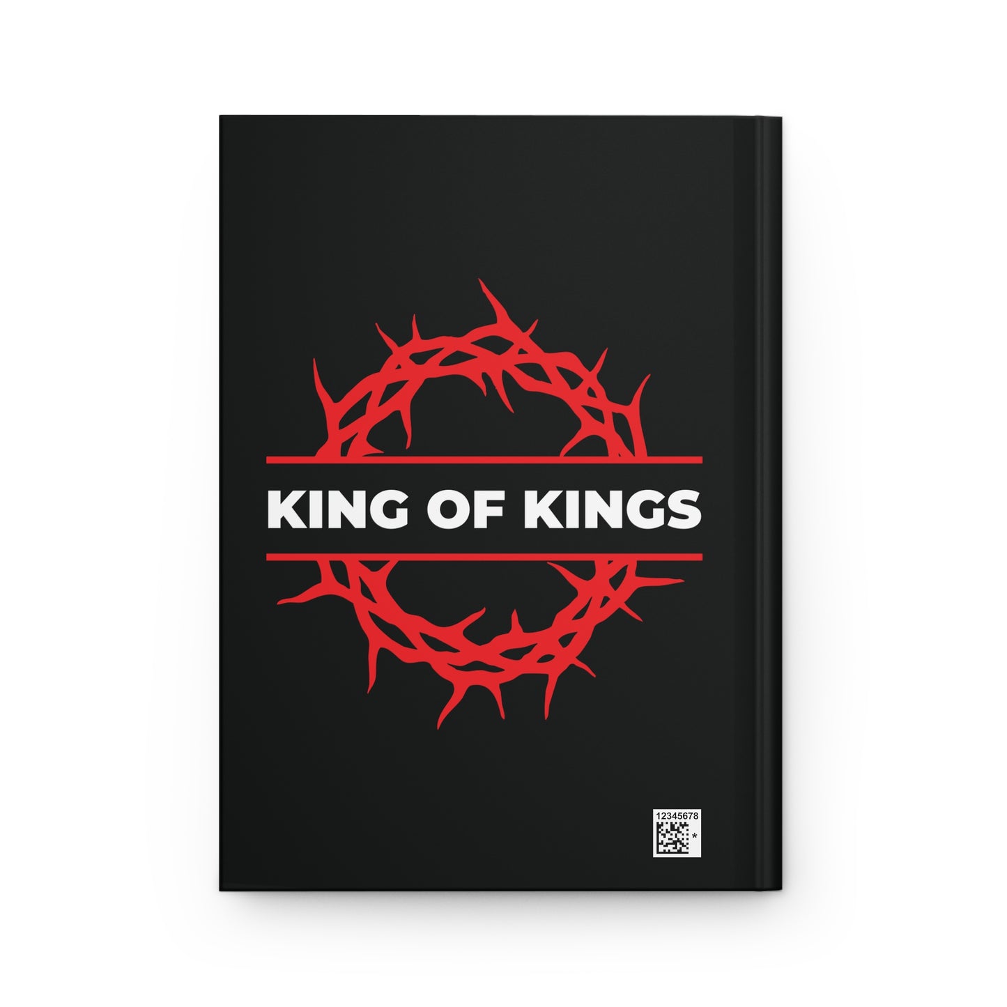 Black hardcover journal featuring a red crown of thorns and bold white "KING OF KINGS" text, inspired by Revelation 19:16. Product name: King of Kings Crown of Thorns | The King of Glory | Orthodox Christian Journal.