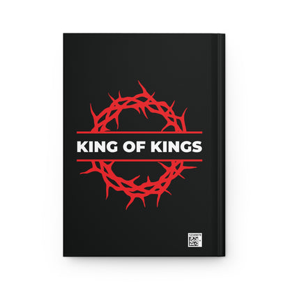 Black hardcover journal featuring a red crown of thorns and bold white "KING OF KINGS" text, inspired by Revelation 19:16. Product name: King of Kings Crown of Thorns | The King of Glory | Orthodox Christian Journal.