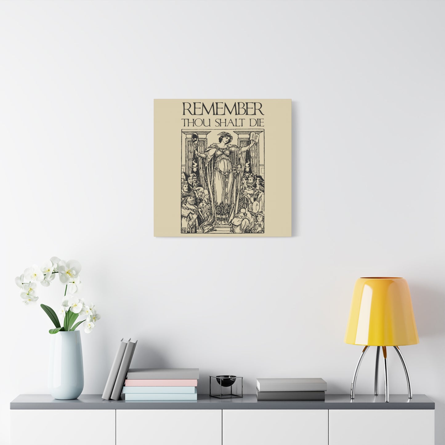 Remember You Will Die Shakespearean Design | Memento Mori | Classic Woodcut Illustration Aesthetic | Christian Wall Art