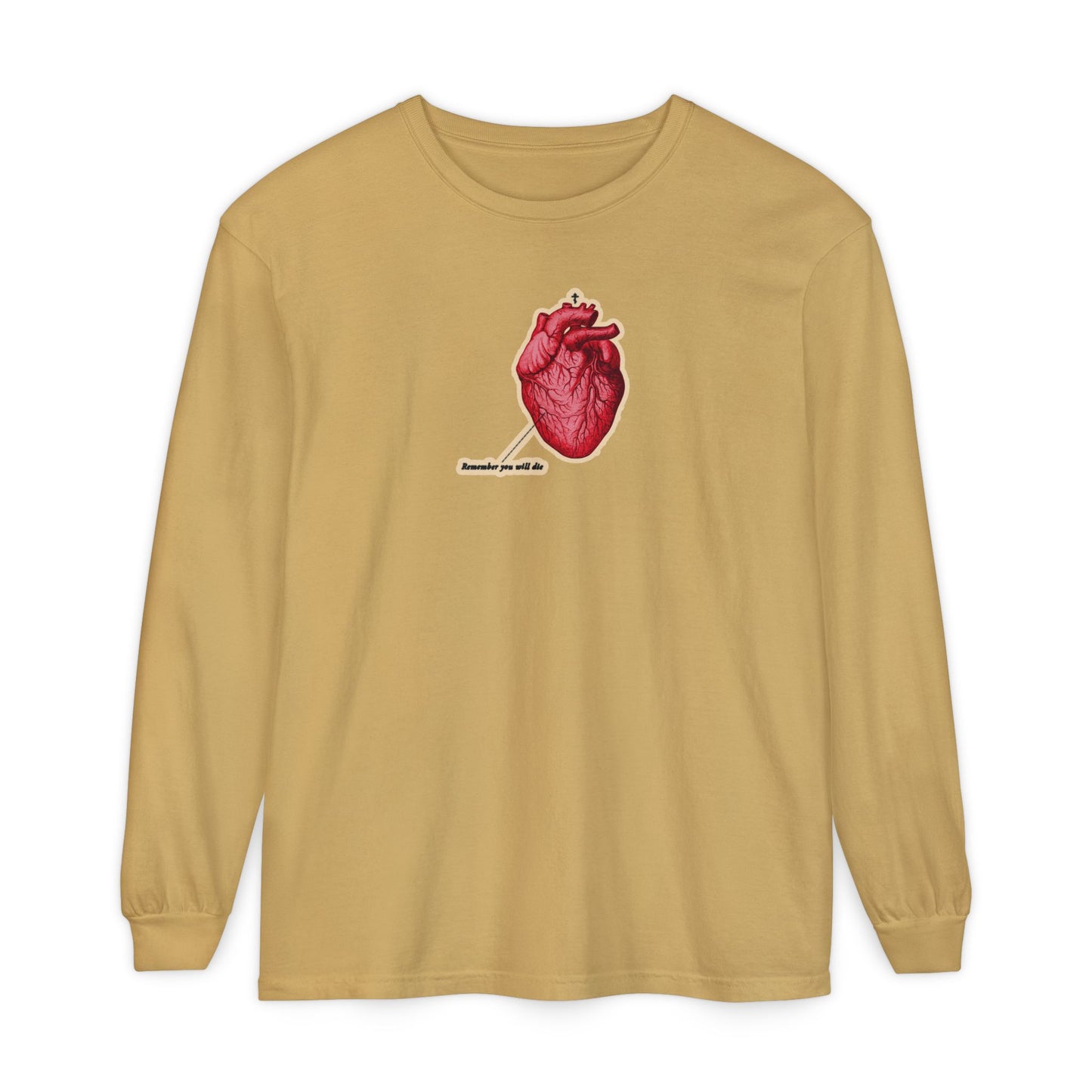 Remember You Will Die Retro Medical Textbook Heart Design | Orthodox Christian Long Sleeve Shirt
