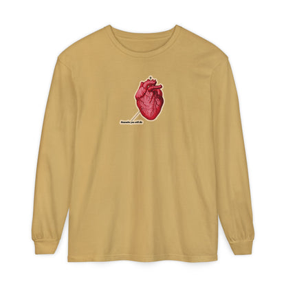 Remember You Will Die Retro Medical Textbook Heart Design | Orthodox Christian Long Sleeve Shirt