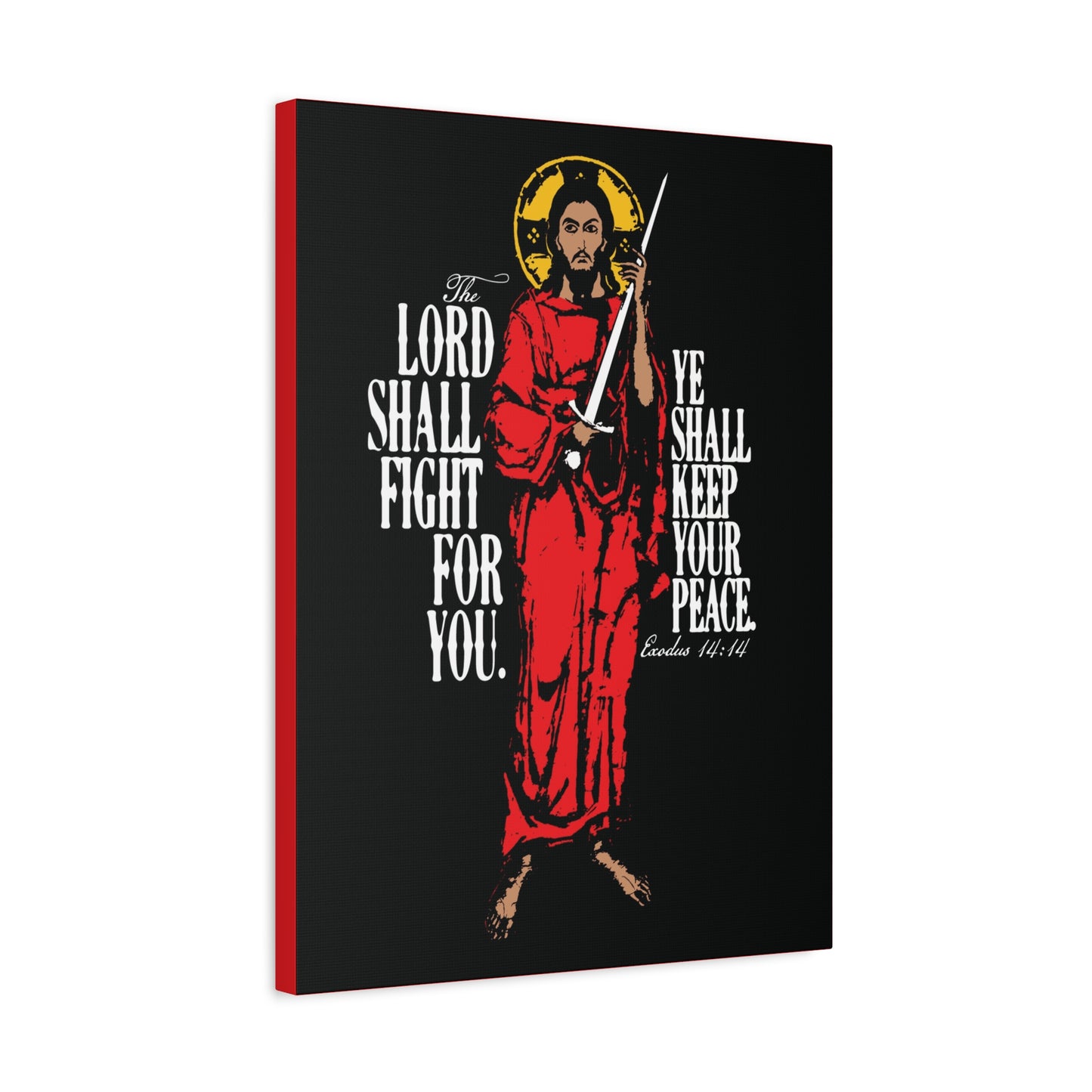 The Lord Shall Fight For You (Exodus 14:14) | Jesus Christ with Sword IconoGraphic | Orthodox Christian Canvas Art