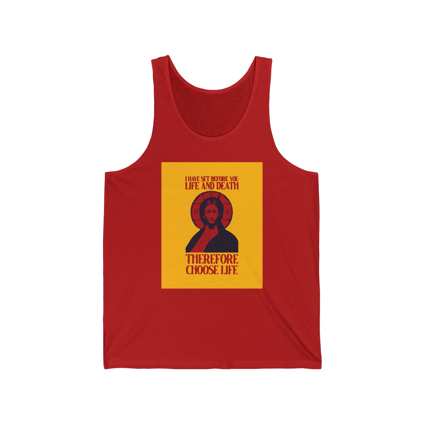 I Have Set Before You Life and Death (Deut. 30:11-20) Yellow Design No. 1 | Orthodox Christian Jersey Tank Top / Sleeveless Shirt