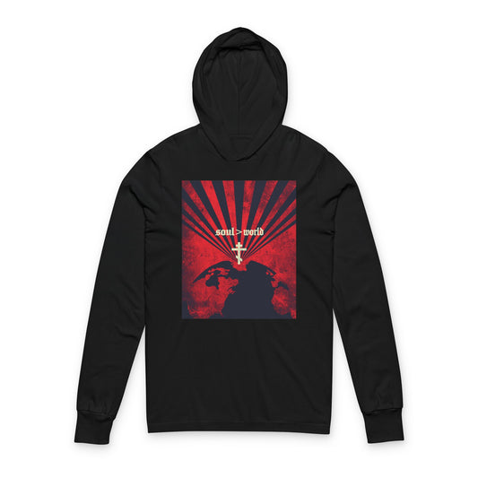 What Shall it Profit a Man | Matthew 16:26 | Soul Is Greater Than World | Red Earth White Cross | Orthodox Long Sleeve Hooded Shirt