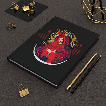 Our Lady the Gate of Dawn Icono-Graphic Orthodox Christian Journal features a crowned Theotokos, Woman of the Apocalypse, in a vivid red, blue & gold design inspired by the Vilnius icon.