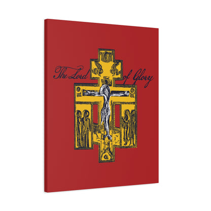 The Lord of Glory | Russian Golgotha Crucifix IconoGraphic (Red BG) | 1 Corinthians 2:8 | Orthodox Christian Canvas Art