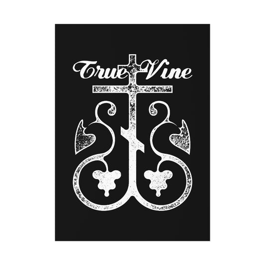 I Am the True Vine (John 15, Ezekiel 15) | Orthodox Cross with Grape Vine | Photocopy Effect | Orthodox Christian Art Poster