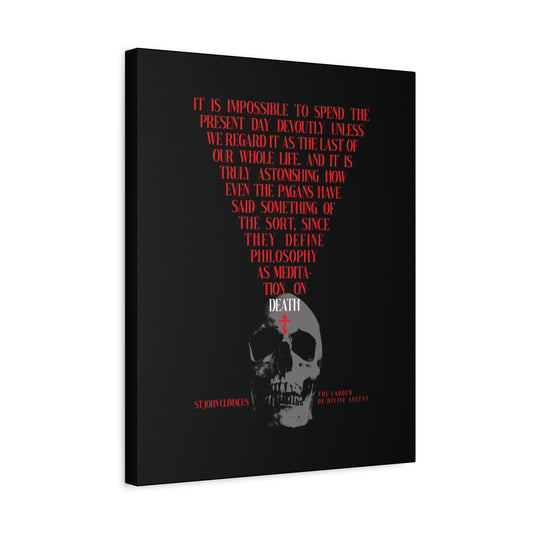The Present Day As the Last Day of Our Life | St John Climacus | Skull with Red Orthodox Cross | Memento Mori | Orthodox Canvas Wall Art