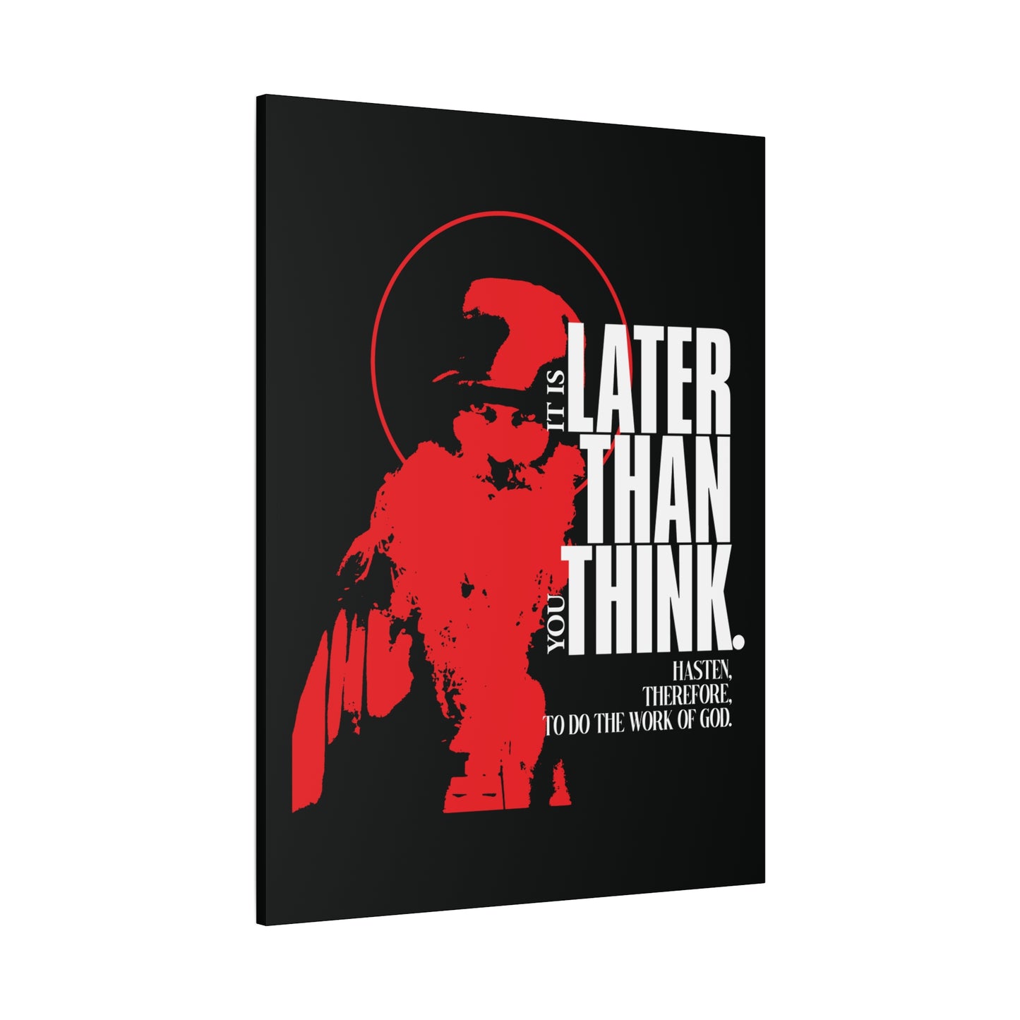 It's Later Than You Think | Seraphim Rose | Minimal Red Design with Halo | Apocalyptic Ethos | Christian Canvas Art