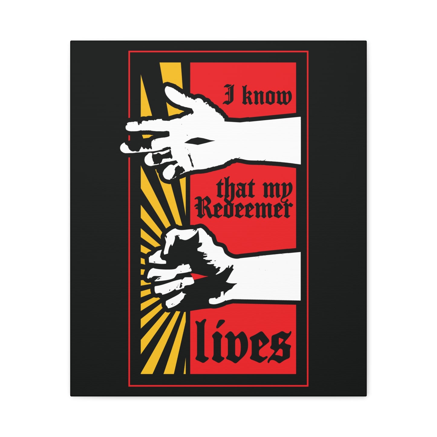 I Know That My Redeemer Lives (Job 19:25) | Comic Book Style Design | Resurrected Jesus Fist with Divine Power | Orthodox Christian Wall Art