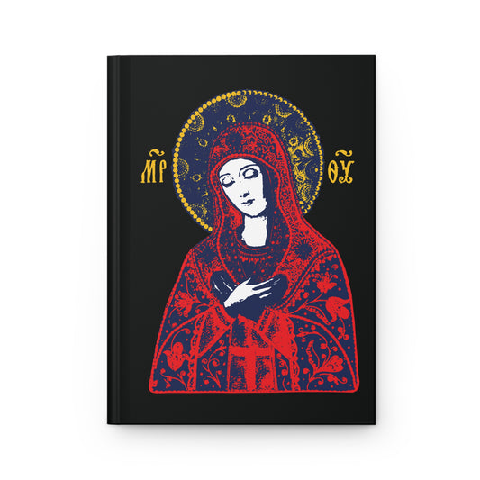 Joy of All Joys Tenderness Theotokos Iconographic Based on Traditional Orthodox Iconography | Red Design | Orthodox Christian Hardcover Journal