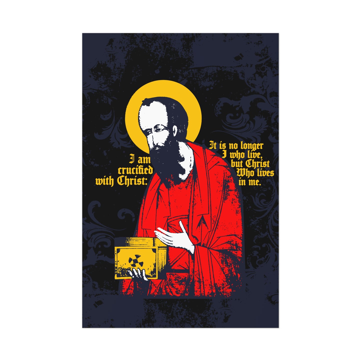 St Paul Holding Gospel Iconographic | I am crucified with Christ (Galatians 2:20) | Orthodox Christian Art Poster