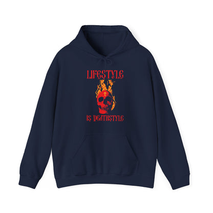 Lifestyle is Deathstyle | Burning Red Skull with Orthodox Cross | How You Live is How You Die | Orthodox Christian Hoodie / Hooded Sweatshirt