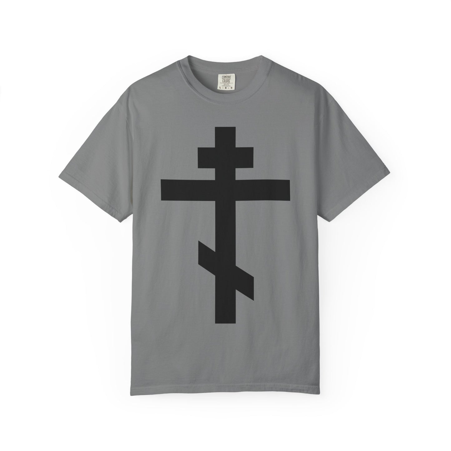 Large Black Orthodox Cross | He bore our sins on the cross so that we might die to sin & live to righteousness | Heavyweight Cotton Unisex Tee