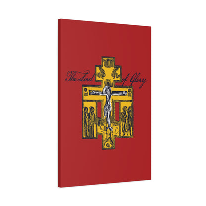 The Lord of Glory | Russian Golgotha Crucifix IconoGraphic (Red BG) | 1 Corinthians 2:8 | Orthodox Christian Canvas Art