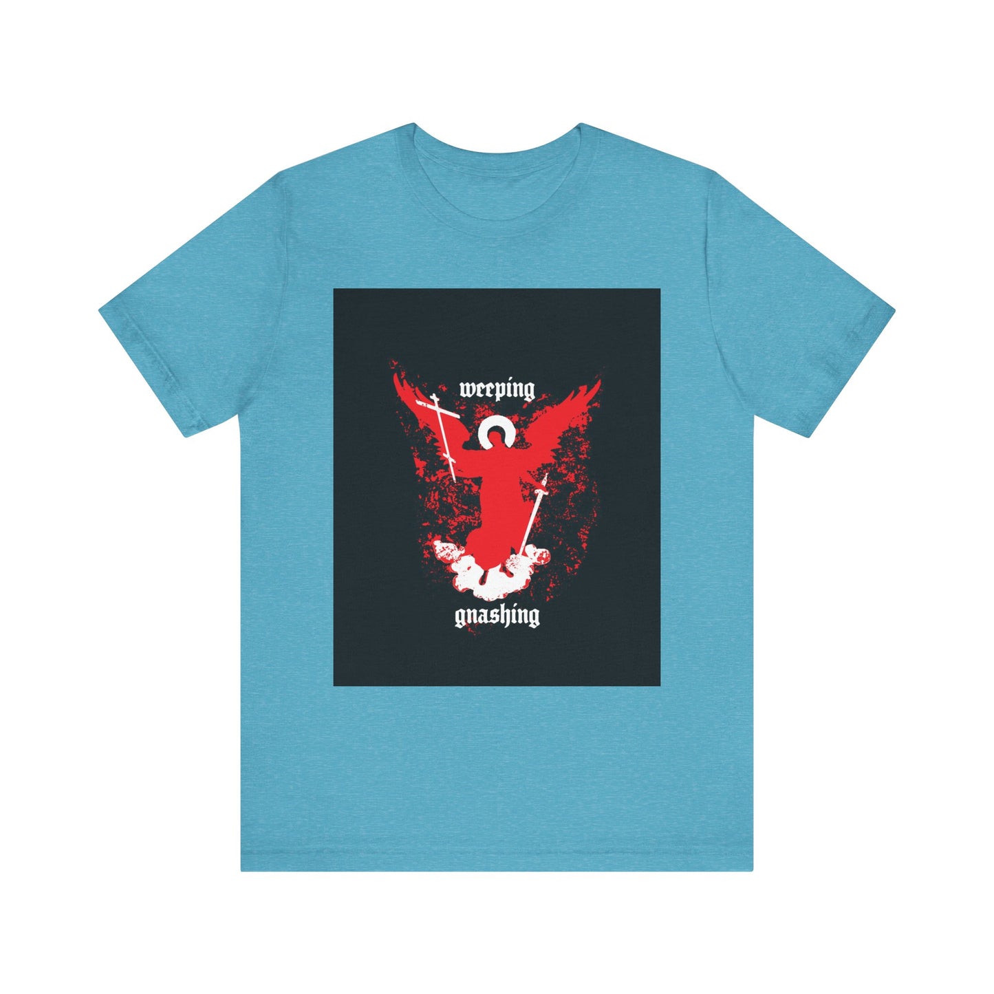 Weeping and Gnashing (Matthew 13:41) | Red Avenging Angel IconoGraphic | Orthodox Christian Lightweight Cotton Unisex Tee