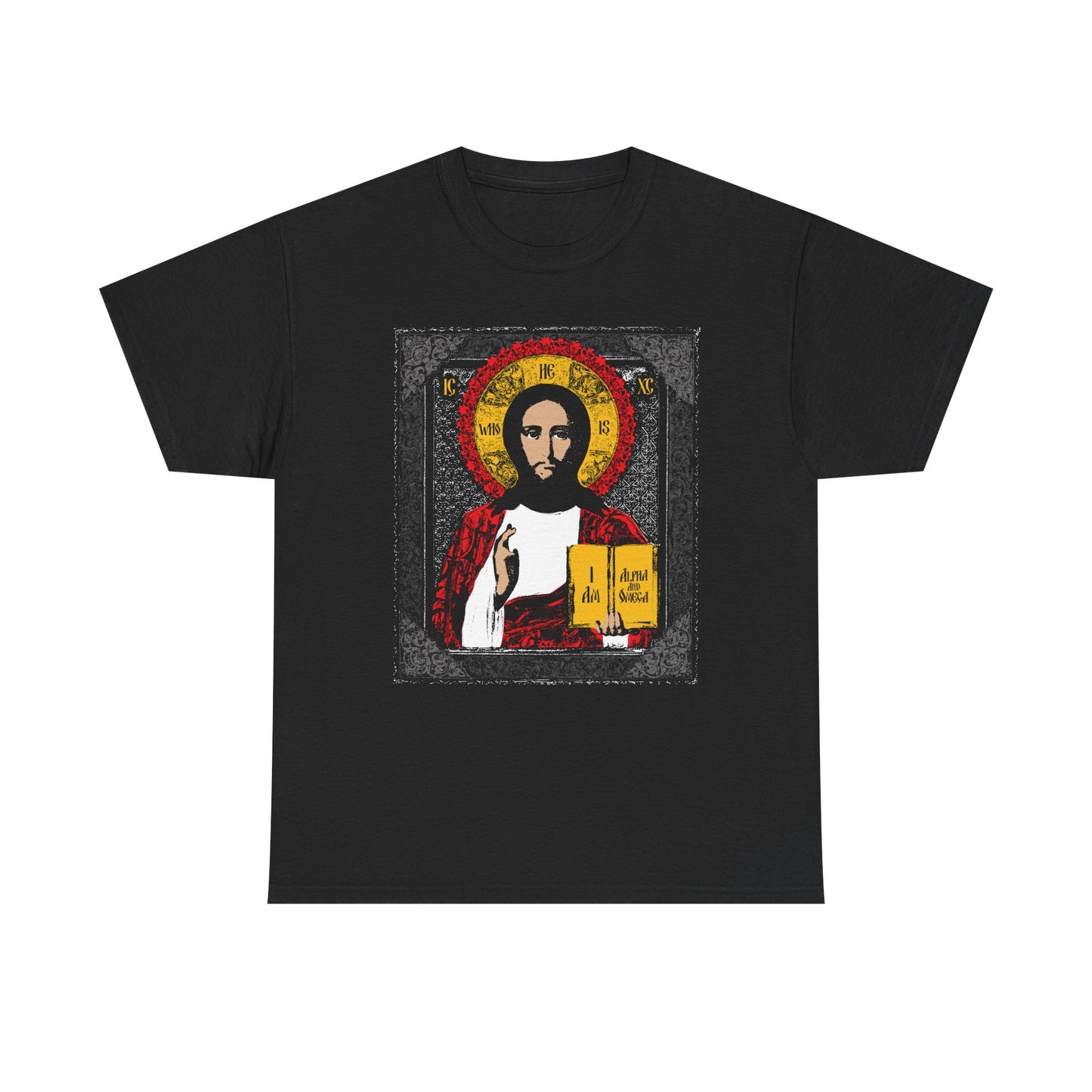 Christ Pantocrator Icono-Graphic | He-Who-Is | I Am the Alpha and Omega | Ancient Icon Graphic Design | Midweight Cotton Unisex Tee