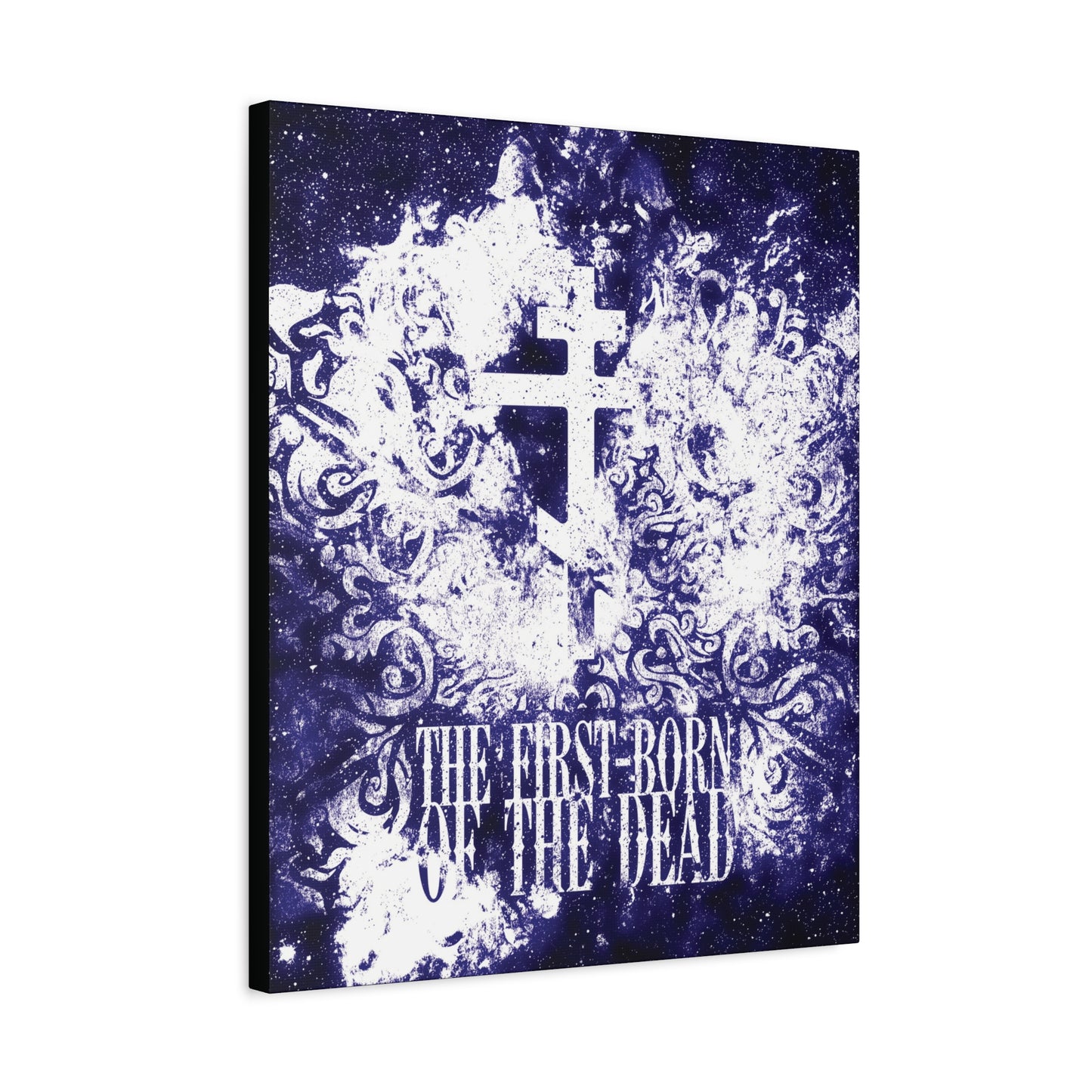 The First-Born of the Dead | Glowing White & Blue Textured Cosmic Orthodox Cross | Resurrection & Apocalypse | Christian Canvas Art