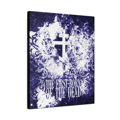 The First-Born of the Dead | Glowing White & Blue Textured Cosmic Orthodox Cross | Resurrection & Apocalypse | Christian Canvas Art