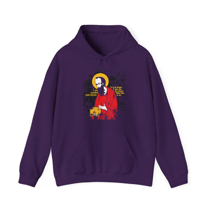 St Paul Holding Gospel Iconographic | I am crucified with Christ (Galatians 2:20) | Orthodox Christian Hoodie