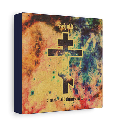 Behold, I Make All Things New (Revelation 21:5) | Cosmic Orthodox Cross On Inverted Starfield | Second Coming | Orthodox Christian Canvas Art