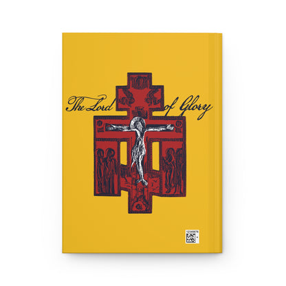 The Lord of Glory | Russian Golgotha Crucifix IconoGraphic (Gold BG) | 1 Corinthians 2:8 | Orthodox Christian Hardcover Blank Journal