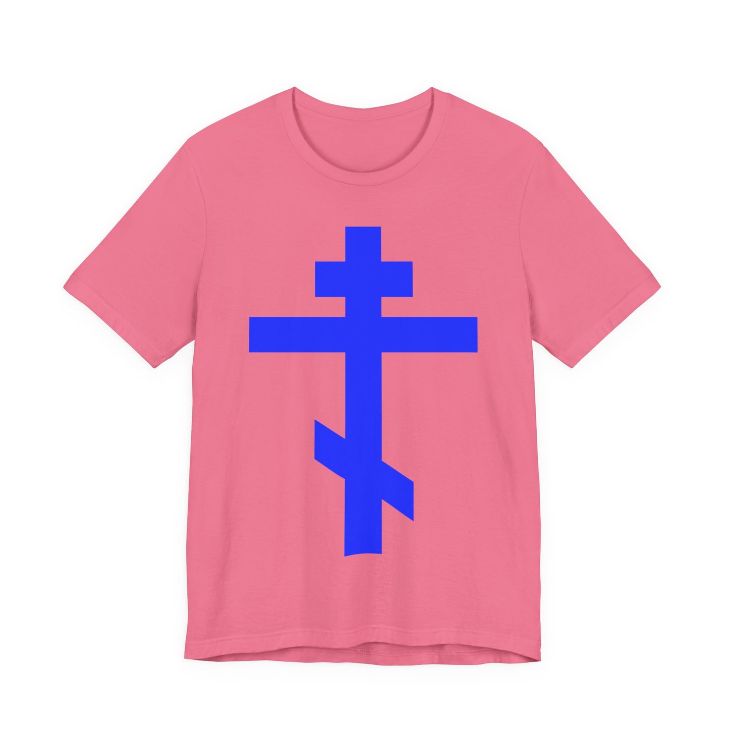 Royal Blue Orthodox Tribar Cross | Preserve Thy People By Thy Cross, O Lord | Christ is King | Christian Unisex Cotton Tee