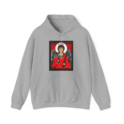 Behold I Send an Angel Before You (Ex 23:20) | Guardian Angel With Cross & Sword IconoGraphic | Orthodox Christian Hoodie