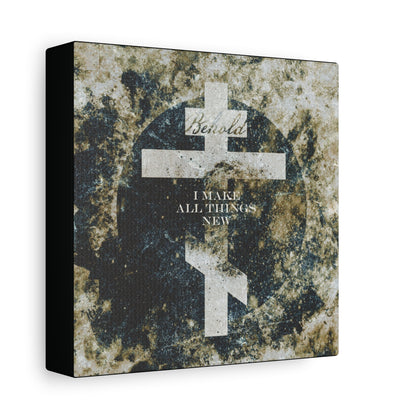 Behold, I Make All Things New | Revelation 21:5 | Cosmic Textured Orthodox Cross | Parousia | Orthodox Christian Canvas Art