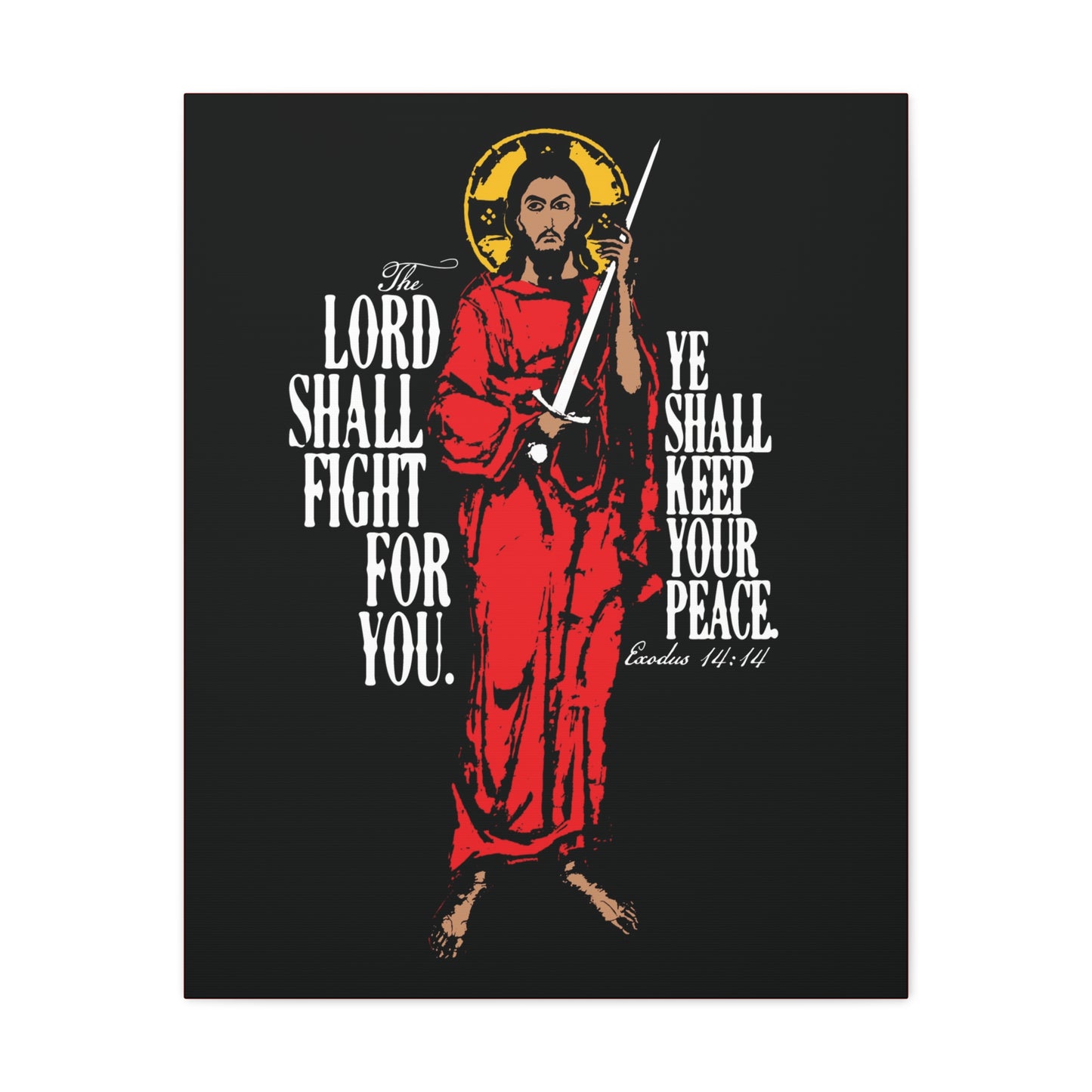 The Lord Shall Fight For You (Exodus 14:14) | Jesus Christ with Sword IconoGraphic | Orthodox Christian Canvas Art