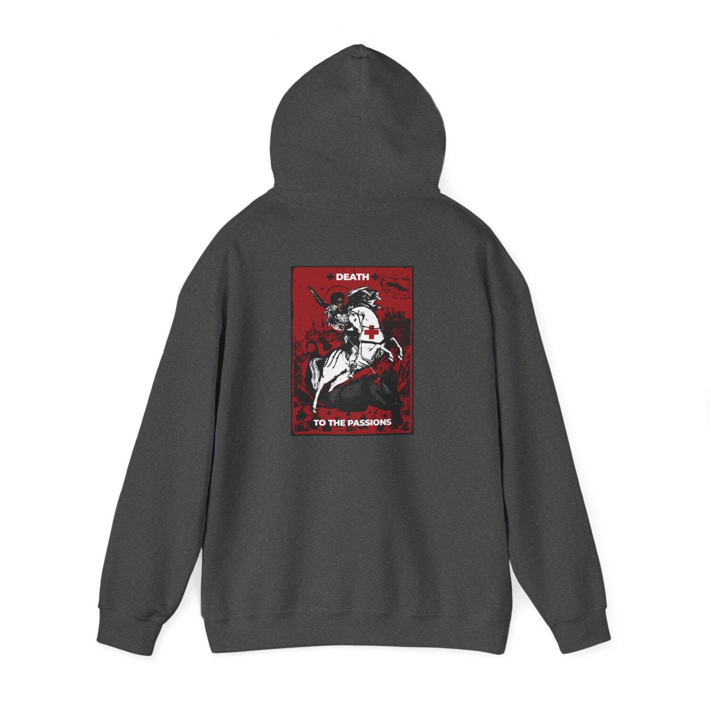 St George Slaying the Dragon | Cross on Front Left Breast | Death to the Passions | Ascetic Orthodox Christianity | Double-Sided Unisex Hoodie