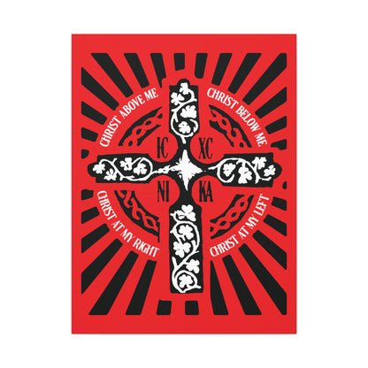 Red ICXC NIKA Enniskillen Celtic Cross | Lorica of St. Patrick | Shield Prayer | Orthodox Christian Canvas Art