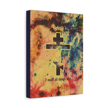 Behold, I Make All Things New (Revelation 21:5) | Cosmic Orthodox Cross On Inverted Starfield | Second Coming | Orthodox Christian Canvas Art
