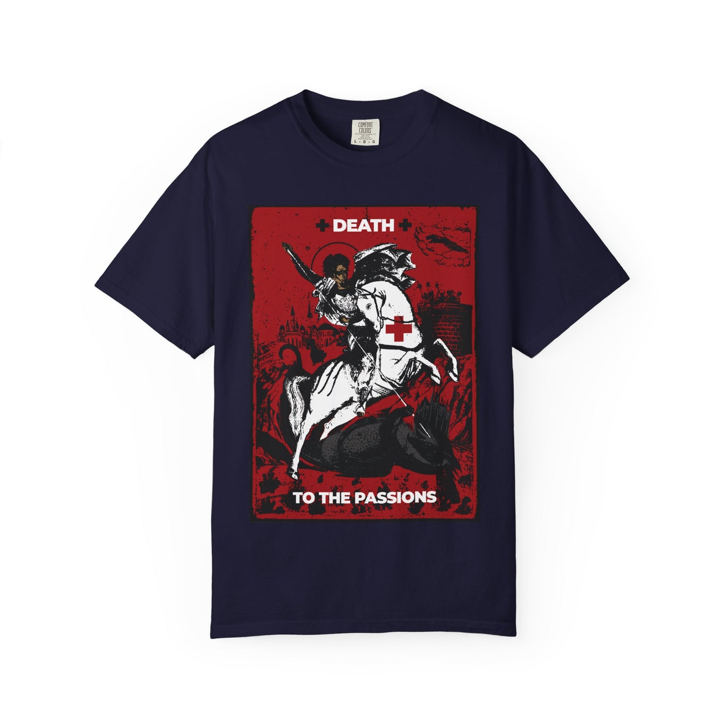St George Slaying the Dragon | Death to the Passions | Unseen Warfare | Ascetic Orthodox Christianity | Heavyweight Cotton Unisex T-Shirt