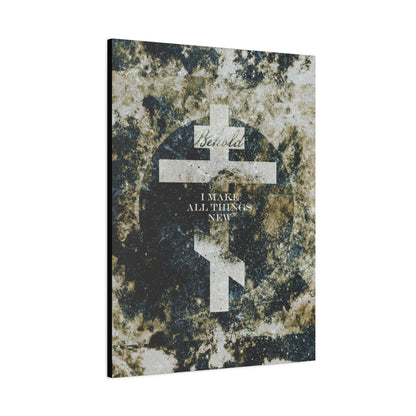 Behold, I Make All Things New | Revelation 21:5 | Cosmic Textured Orthodox Cross | Parousia | Orthodox Christian Canvas Art