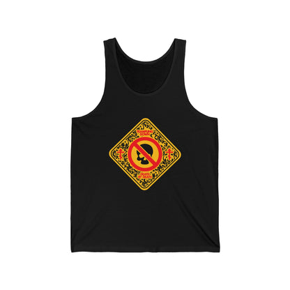 Trampling Down Death By Death No. 3 (Skull Street Sign) | Orthodox Christian Jersey Tank Top / Sleeveless Shirt