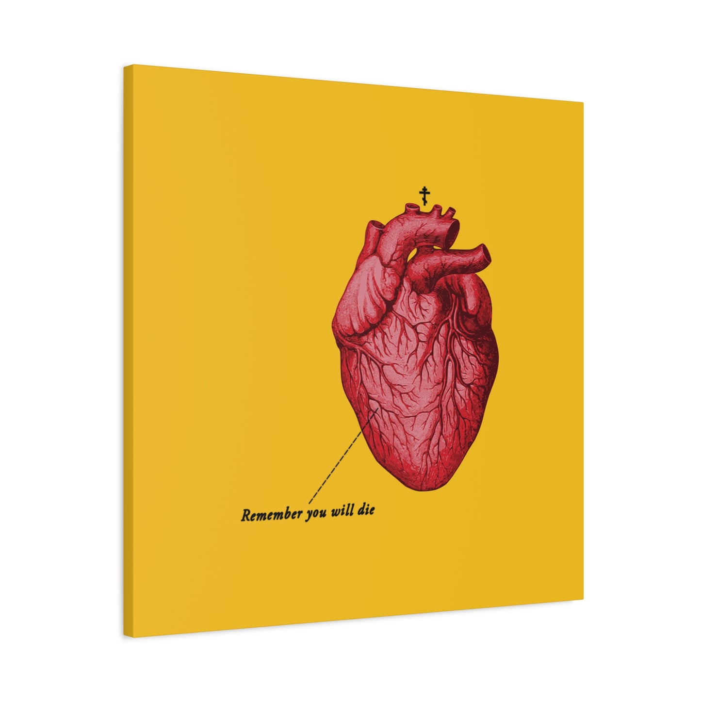 Remember You Will Die Retro Medical Textbook Heart Design | Orthodox Christian Canvas Art