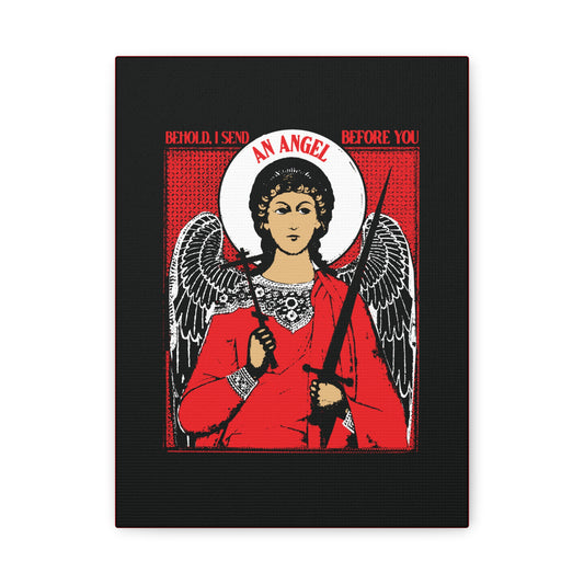 Behold I Send an Angel Before You (Ex 23:20) | Guardian Angel With Cross & Sword IconoGraphic | Orthodox Christian Canvas Art