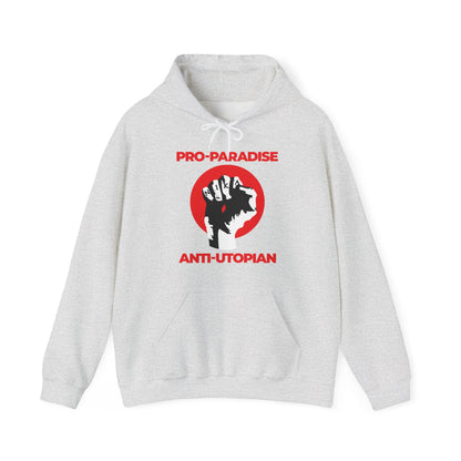 Pro-Paradise Anti-Utopian | Jesus Christ Crucified NIKA Fist | Resist the Dominant Secular Paradigm | Orthodox Christian Hoodie